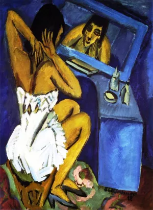 Toilette; Frau vor Spiegel by Ernst Ludwig Kirchner Oil Painting