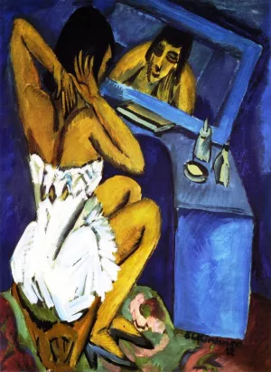 Toilette; Frau vor Spiegel Oil painting by Ernst Ludwig Kirchner