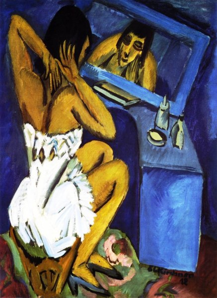 Main Product Photo of Toilette; Frau vor Spiegel Painting by Ernst Ludwig Kirchner