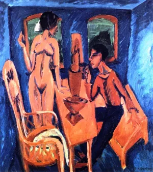 Turmzimmer, Selbstbildnis mit Erna by Ernst Ludwig Kirchner - Oil Painting Reproduction