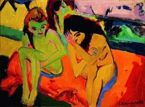 Two Girls by Ernst Ludwig Kirchner Oil Painting