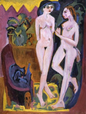 Two Nudes in a Room by Ernst Ludwig Kirchner Oil Painting