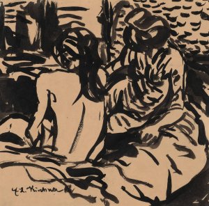 Two Nudes on a Bed by Ernst Ludwig Kirchner Oil Painting