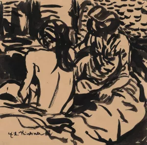 Two Nudes on a Bed by Ernst Ludwig Kirchner Oil Painting