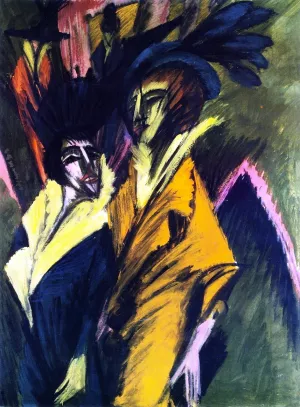 Two Women on the Street by Ernst Ludwig Kirchner - Oil Painting Reproduction