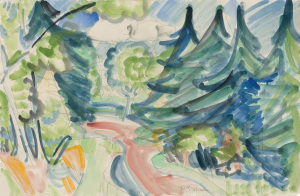 Waldstrase im Taunus  by Ernst Ludwig Kirchner - Hand-Painted Oil Painting Reproduction
