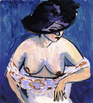 Weiblicher Akt mit Hut by Ernst Ludwig Kirchner Oil Painting