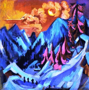 Wintermondlandschaft by Ernst Ludwig Kirchner - Oil Painting Reproduction