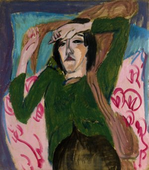 Woman in a Green Jacket Oil painting by Ernst Ludwig Kirchner