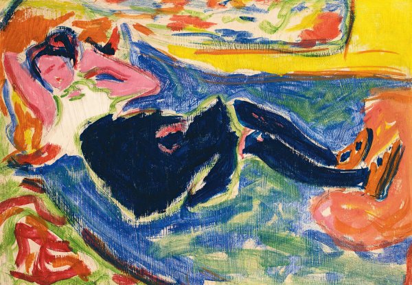 Main Product Photo of Woman With Black Stockings - The Black Grete  Painting by Ernst Ludwig Kirchner