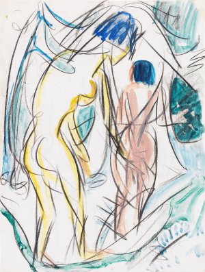 Zwei Akte im Walde by Ernst Ludwig Kirchner Oil Painting