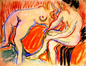 Zwei Weibliche Akte by Ernst Ludwig Kirchner Oil Painting