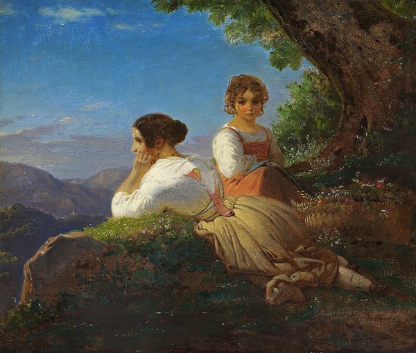Main Product Photo of Tvende italienerinder Painting by Ernst Meyer