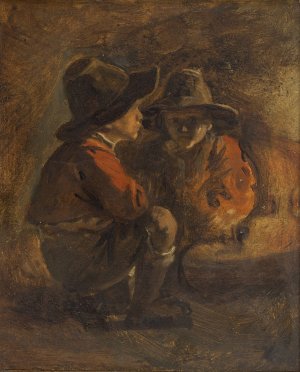 Two Italian boys by Ernst Meyer Oil Painting