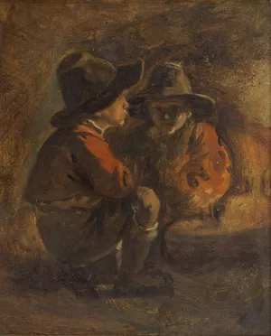 Two Italian boys by Ernst Meyer Oil Painting