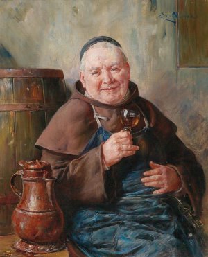 Enjoying his break by Ernst Nowak Oil Painting