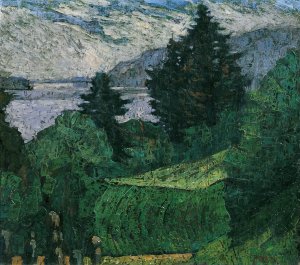 Ausblick am See by Ernst Riederer Oil Painting