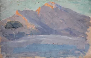 Bare Hills in the Evening Glow Oil painting by Ernst Schiess