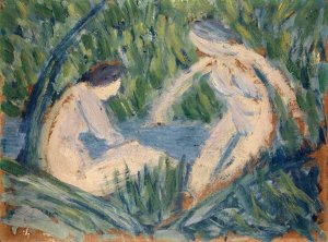 Bathing by Ernst Schiess Oil Painting