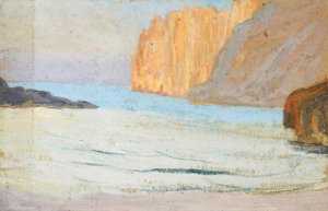 Bay at the Sea with Rocks by Ernst Schiess Oil Painting