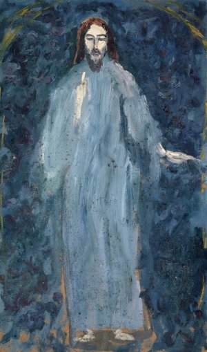 Blessing Christ by Ernst Schiess Oil Painting