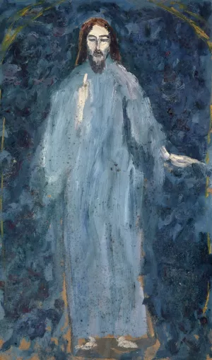 Blessing Christ by Ernst Schiess Oil Painting