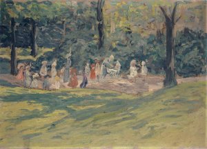 Children Playing in a Public Park by Ernst Schiess Oil Painting