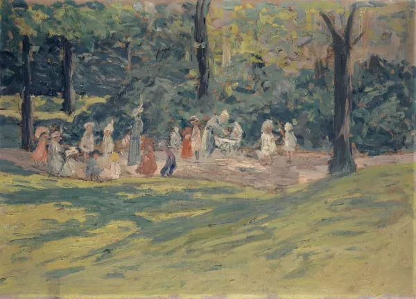 Children Playing in a Public Park by Ernst Schiess Oil Painting ...