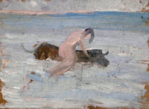 Europa auf dem schwimmenden Stier by Ernst Schiess Oil Painting