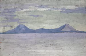 Ferne Berge im Meer Oil painting by Ernst Schiess