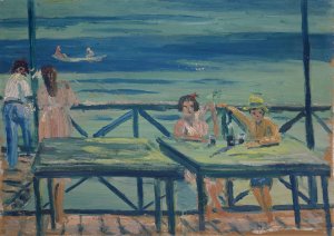 Fisherman's Inn at the Seaside by Ernst Schiess Oil Painting
