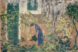 Frau in sudlichem Garten by Ernst Schiess Oil Painting
