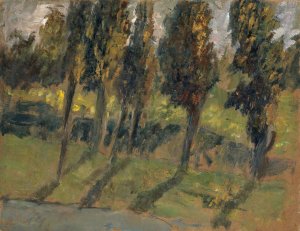 Herbstliche Baume an Wasserlauf by Ernst Schiess Oil Painting