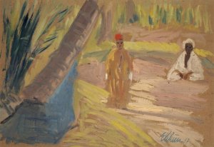 In the Oasis by Ernst Schiess Oil Painting
