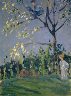 Knabe im Baum by Ernst Schiess Oil Painting
