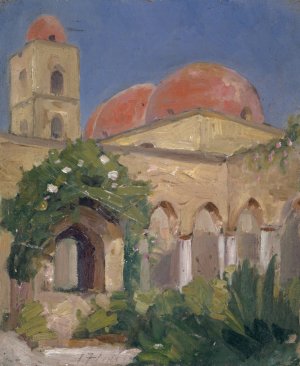 Kreuzgang von San Giovanni degli Eremiti in Palermo Oil painting by Ernst Schiess