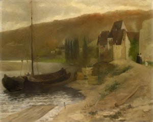 Landscape at the Main River by Ernst Schiess Oil Painting