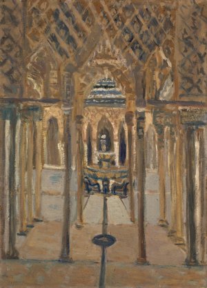 LOwenhof der Alhambra by Ernst Schiess Oil Painting