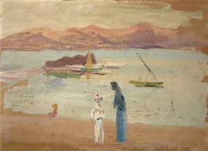Matrosenjunge, kleine Boote und Meeresarm by Ernst Schiess Oil Painting