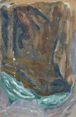 Meeresbrandung in Felsenspalt by Ernst Schiess Oil Painting