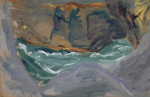 Meesresbrandung in Felsenspalt by Ernst Schiess Oil Painting