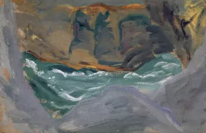 Meesresbrandung in Felsenspalt Oil painting by Ernst Schiess
