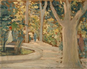 Mohammedaner im Park by Ernst Schiess Oil Painting