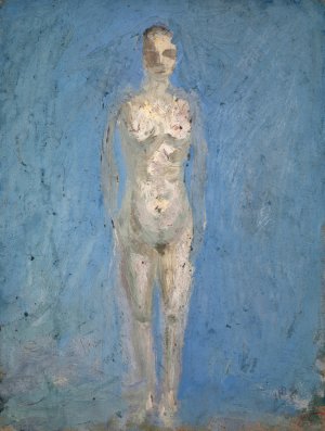 Nackte Frau vor hellem Himmel Oil painting by Ernst Schiess