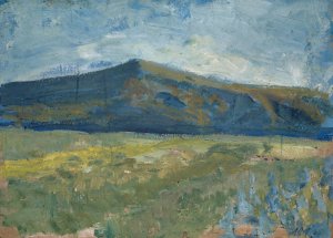 Plain with Bare Mountain by Ernst Schiess Oil Painting
