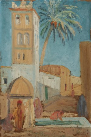 Scene at a Fountain in a Moroccan Place Oil painting by Ernst Schiess