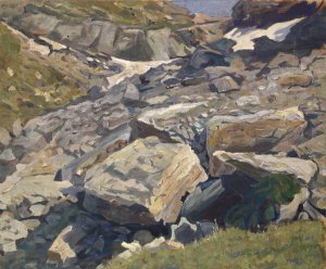 Scree with a Patch of Snow by Ernst Schiess Oil Painting