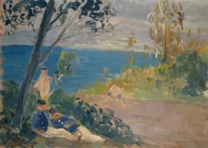 Siesta of the Frontier Guards by the Beach Oil painting by Ernst Schiess