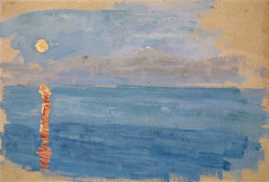 Sunset over a Bay by the Sea by Ernst Schiess Oil Painting