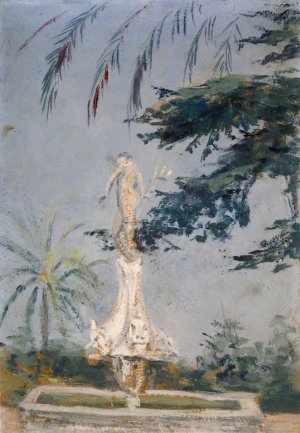 The Fountain of Neptune in Sevilla by Ernst Schiess Oil Painting